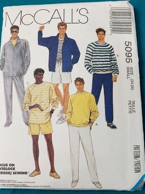 🔵BOGO FREE🔵 McCall's 5095 Sewing Pattern Men's Jacket Sweatshirt Pants 34/36